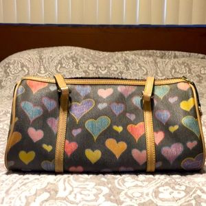 Dooney & Bourke Hearts Collection Vintage Barrel Satchel Handbag